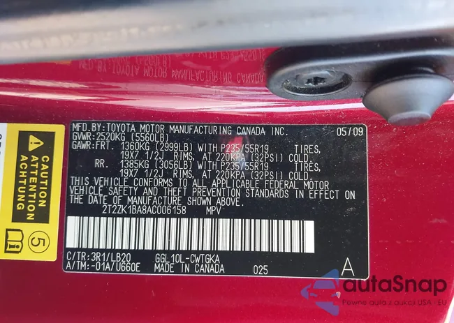 2T2ZK1BA8AC006158: 44460047