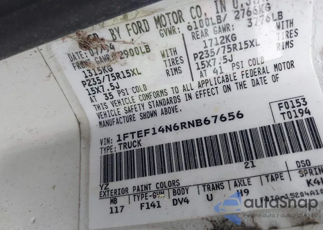 1FTEF14N6RNB67656: 44460290