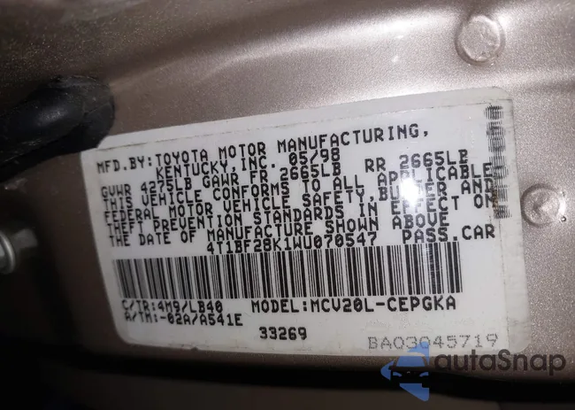 4T1BF28K1WU070547: 44459350