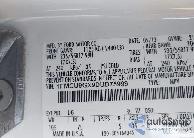 1FMCU9GX9DUD75999: 44459488