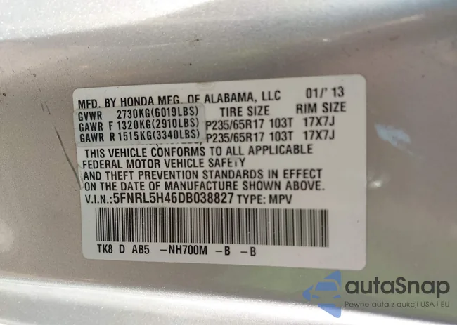 5FNRL5H46DB038827: 44459499