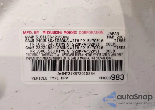 JA4MT31X67Z015334: 44459626