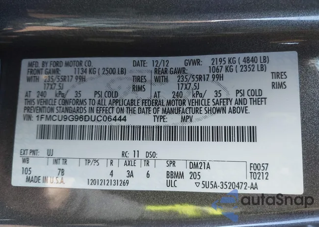 1FMCU9G96DUC06444: 44459675