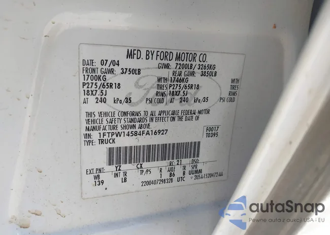 1FTPW14584FA16927: 44460870