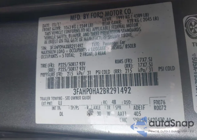 3FAHP0HA2BR291492: 44461157