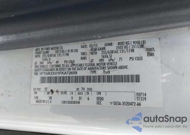 1FTNR3XV1FKA72658: 44461294