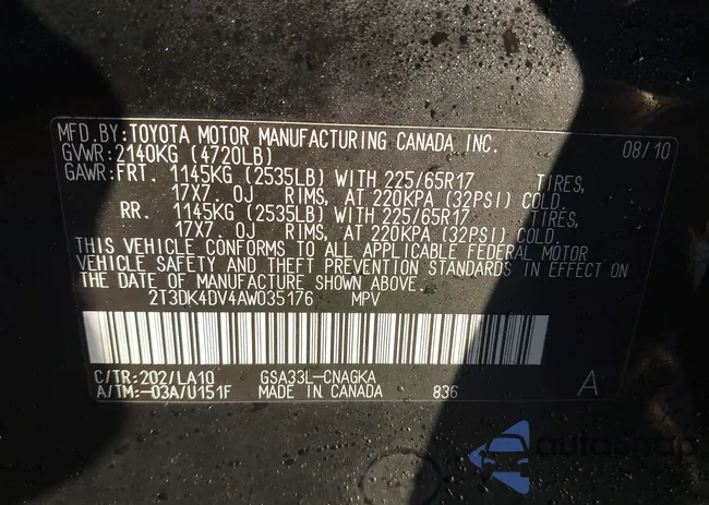 2T3DK4DV4AW035176: 44460341