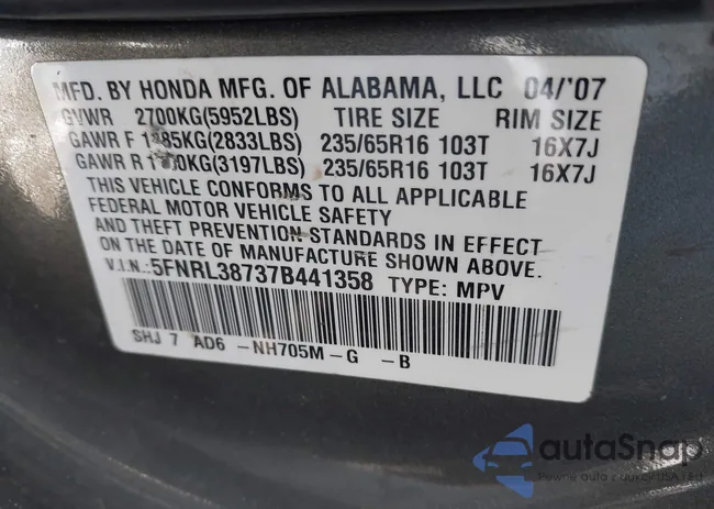 5FNRL38737B441358: 44460413
