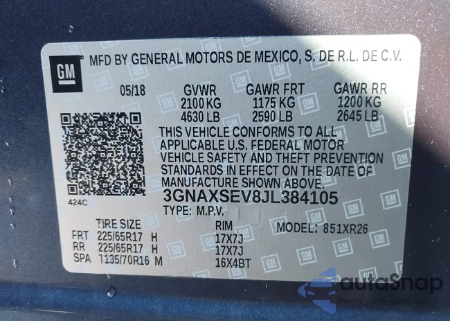 3GNAXSEV8JL384105: 44460422