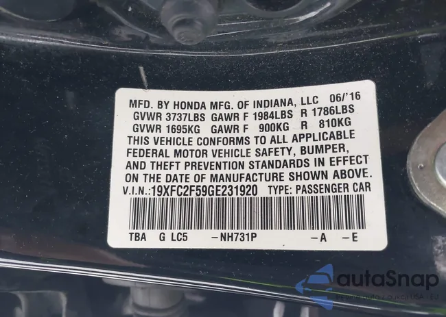 19XFC2F59GE231920: 44460510