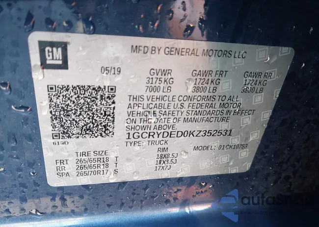 1GCRYDED0KZ352531: 44460533