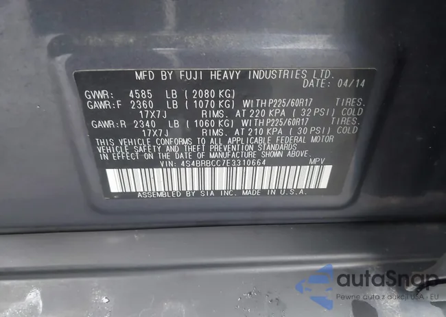 4S4BRBCC7E3310664: 44460597