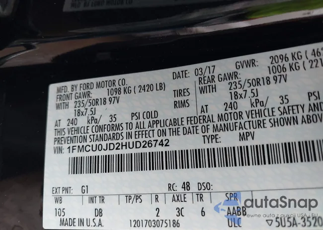 1FMCU0JD2HUD26742: 44460676