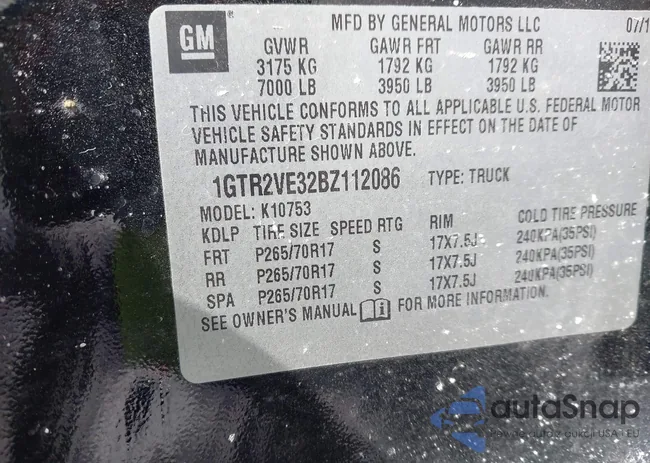 1GTR2VE32BZ112086: 44460716