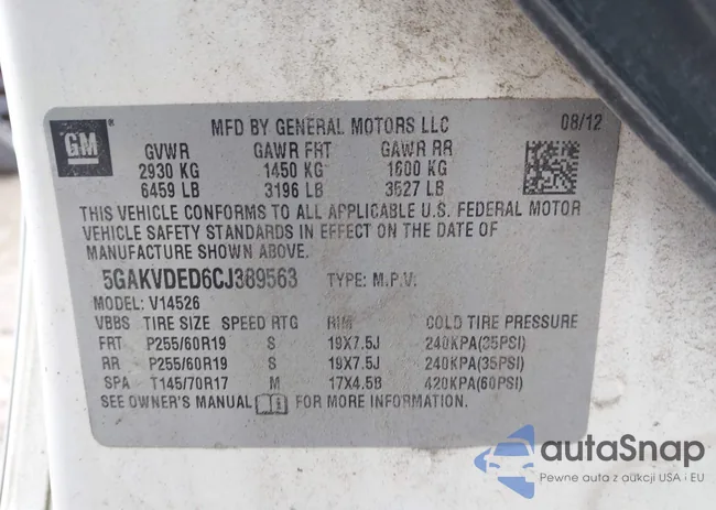 5GAKVDED6CJ389563: 44461733