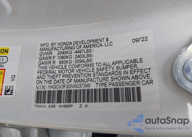 1HGCV3F20NA037349: 44461761