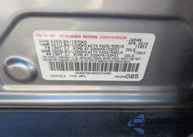 JA4AP3AU6GZ043485: 44461855