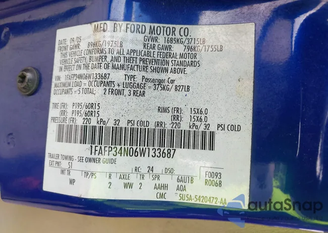 1FAFP34N06W133687: 44462027