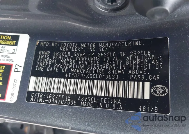 4T1BF1FK0CU010039: 44462209