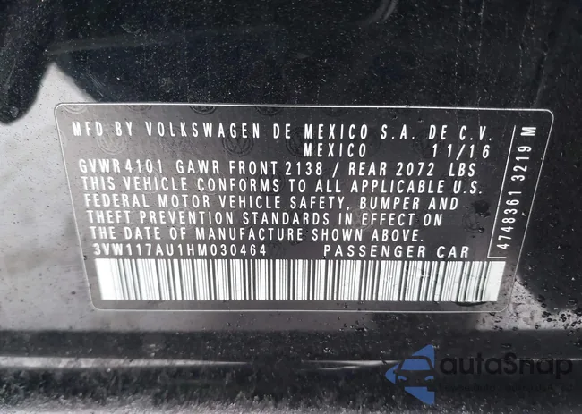 3VW117AU1HM030464: 44462255