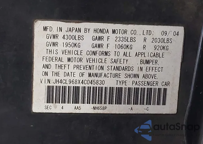 JH4CL968X4C045830: 44462287