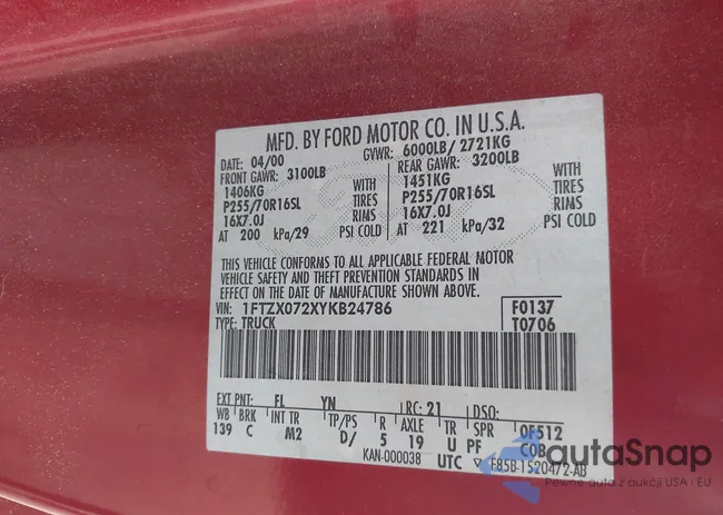 1FTZX072XYKB24786: 44461365