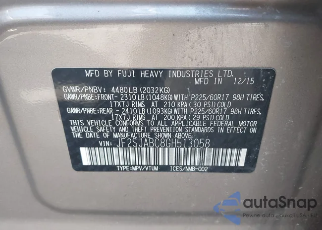 JF2SJABC8GH513058: 44461470