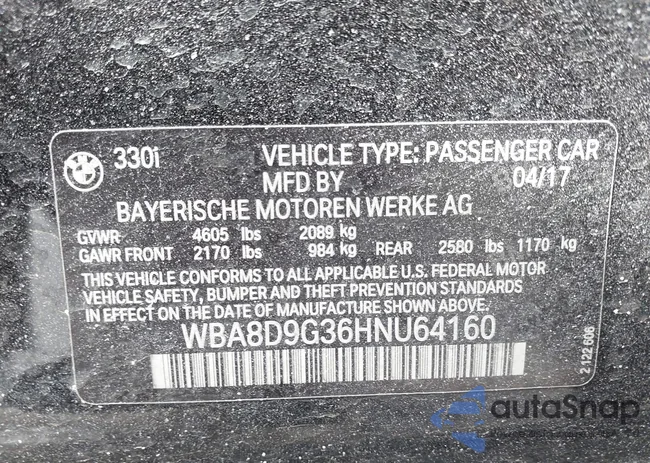 WBA8D9G36HNU64160: 44462838