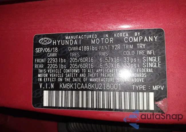 KM8K1CAA8KU218001: 44463023