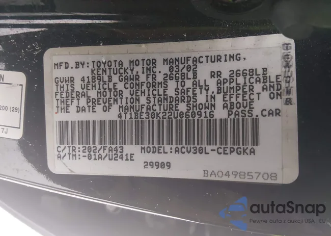 4T1BE30K22U060916: 44463158