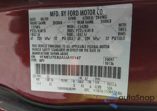 1FMEU7E82AUA10147: 44462452