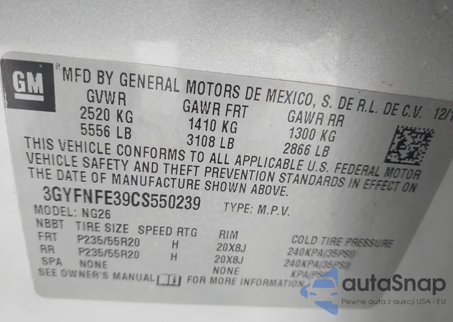 3GYFNFE39CS550239: 44462668