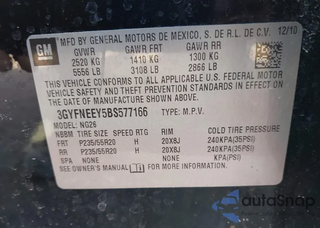 3GYFNEEY5BS577166: 44463759