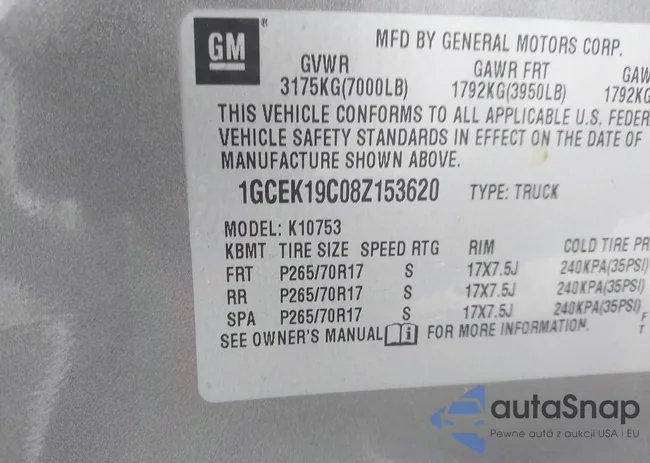 1GCEK19C08Z153620: 44463876