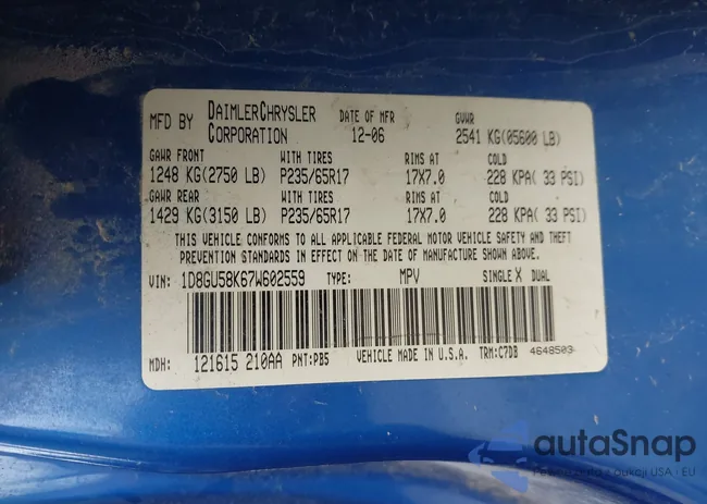 1D8GU58K67W602559: 44464138