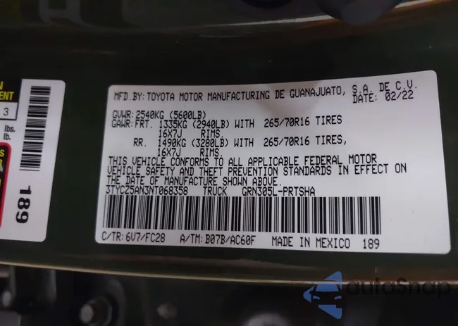 3TYCZ5AN3NT068358: 44464249