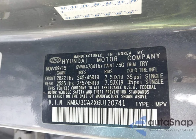 KM8J3CA2XGU120741: 44463430