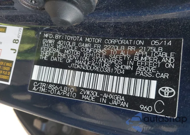 JTDKN3DU9E0381704: 44463440