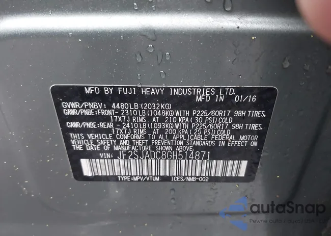 JF2SJADC8GH514871: 44463458