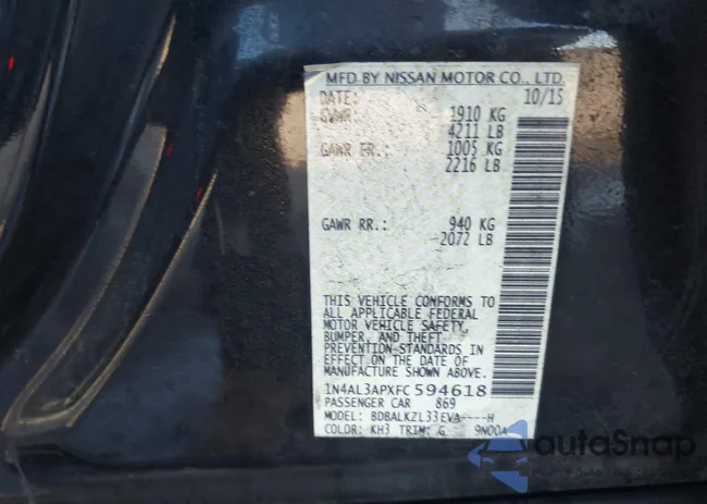 1N4AL3APXFC594618: 44463634