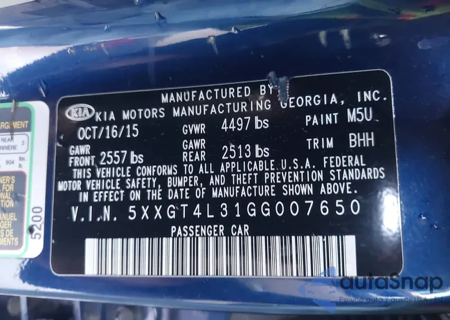 5XXGT4L31GG007650: 44463639