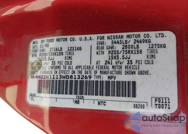 4N2ZN1113WD813269: 44465014