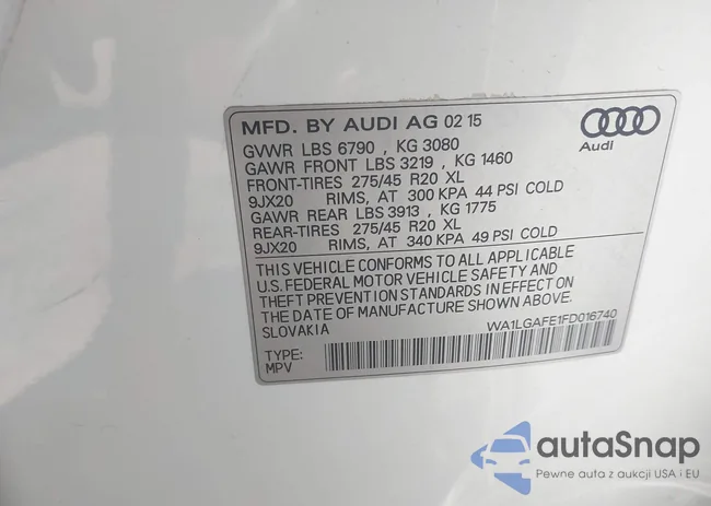 WA1LGAFE1FD016740: 44465262