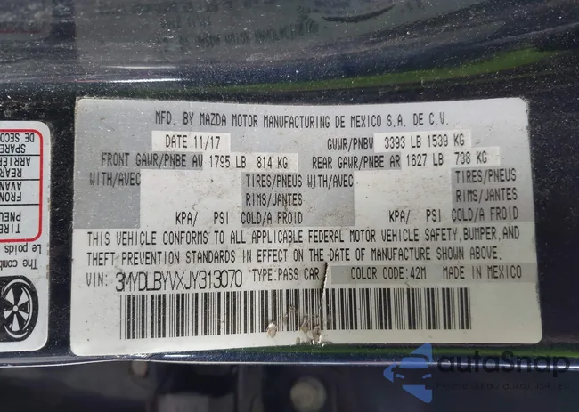 3MYDLBYVXJY313070: 44465307