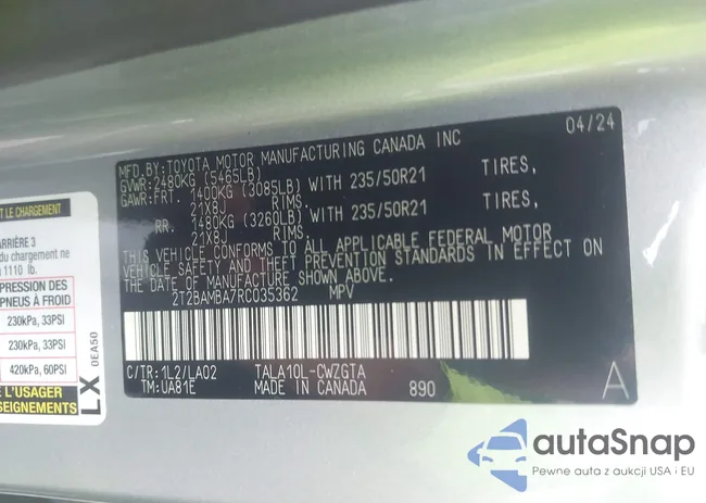 2T2BAMBA7RC035362: 44464480