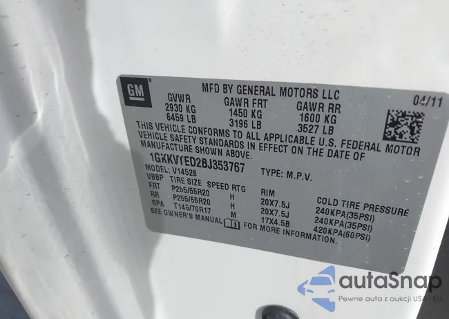 1GKKVTED2BJ353767: 44464520