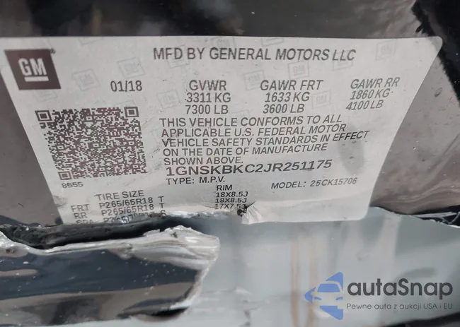 1GNSKBKC2JR251175: 44464710