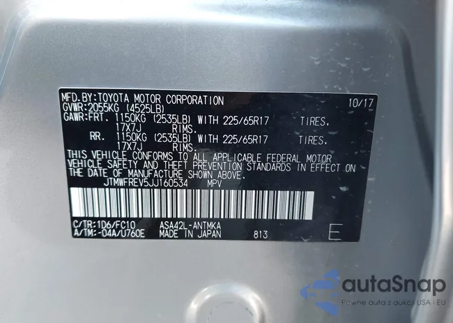 JTMWFREV5JJ160534: 44466078