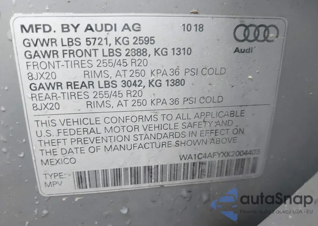 WA1C4AFYXK2004403: 44465545