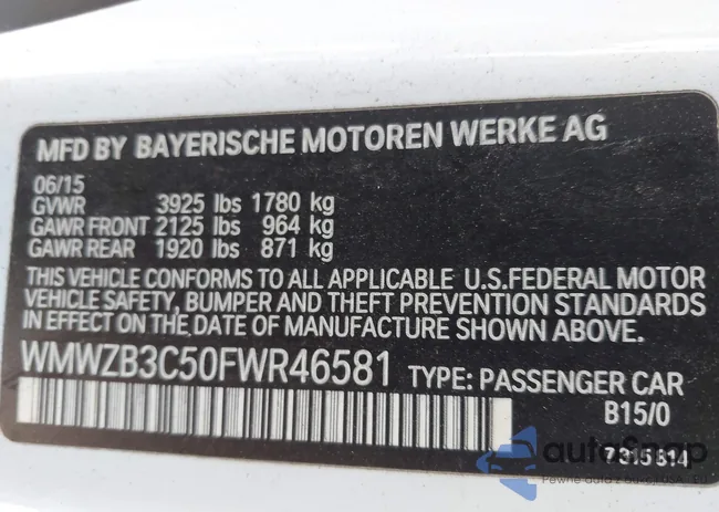 WMWZB3C50FWR46581: 44465669